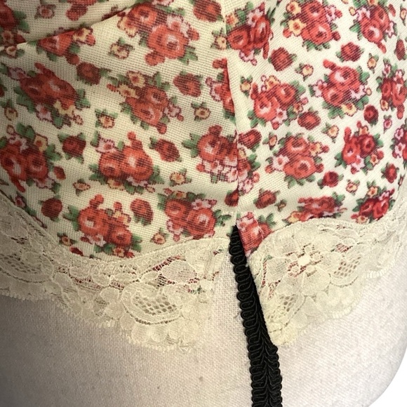 Floral Lace Trim Cami Tank Top Y2K Cottagecore Vintage Style Pink White Large - Picture 5 of 12